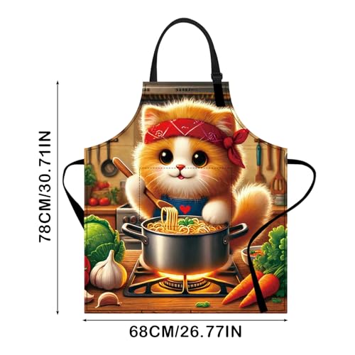 Image of Nuxovilar Cute Apron with Pockets, 26.77 * 30.7 Inches, Versatile for Meal Prep, Baking, Holiday Cooking