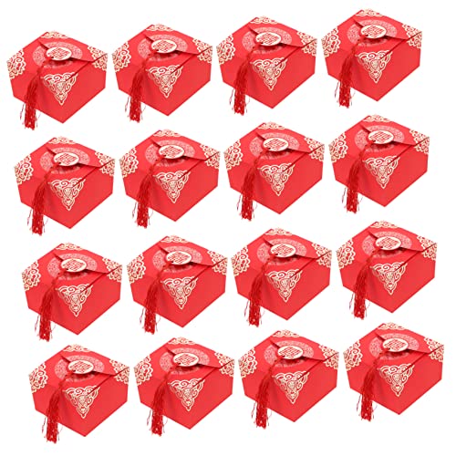 HOMOCONO 20個入り 箱 中華菓子箱 box ブライダルシャワーのキャンディーボックス スナックコンテナ チョコレートギフトボックス スナック収納ボックス 紙、ポリエステル 赤