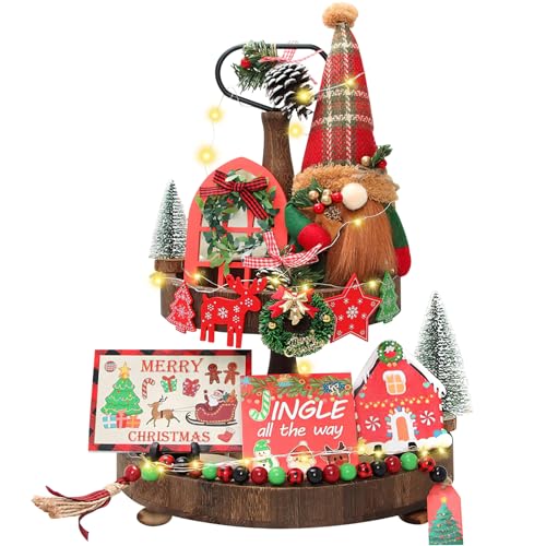 19PCS Christmas Tiered Tray Decorations Set