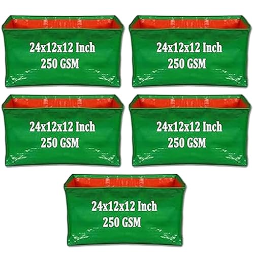 Image of IAgriFarm HDPE UV Treated Grow Bag, 250 GSM, 24 inchX12 inchX12 inch, Pack of 5,Suitable for Terrace and Vegetable Gardening