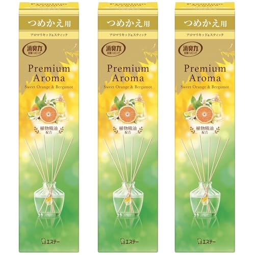 消臭力 プレミアムアロマ [まとめ買い] 部屋用 スティック スイートオレンジ&ベルガモット つめかえ 65mL×3個 ディフューザー 玄関 リビング ルームフレグランス 消臭 芳香剤のサムネイル