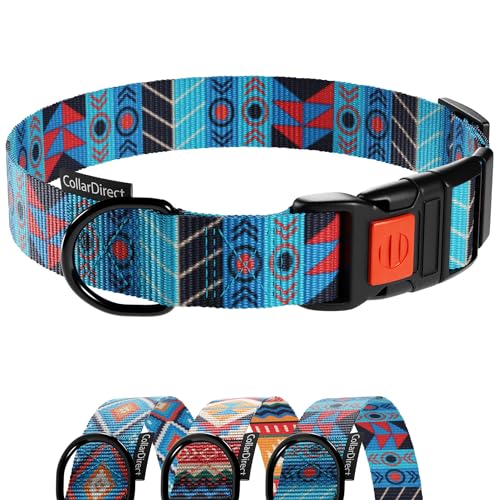 CollarDirect Hundehalsband für kleine, mittelgroße und große Hunde oder Welpen, niedliches einzigartiges Design mit SchnellverschlussSchnalle, Tribalethnisches Aztekenmuster (Ethnisch, 19-27 cm)
