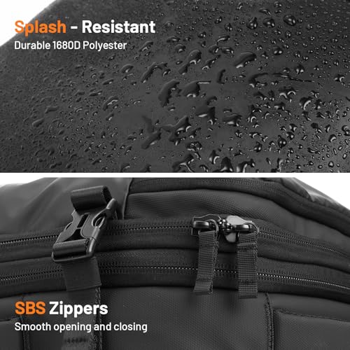 Laptop Backpack for Long Travel with 30-40L Expandable Large Capacity Water-resistant Black 1800D Oxford Fabric Lamination Fabric3