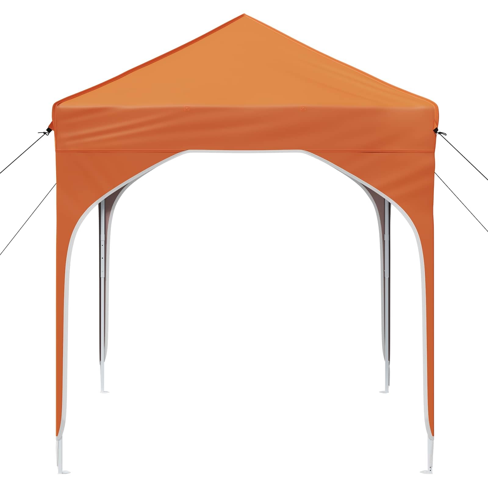 Namiot imprezowy Pop-up 194 x 194 x 245 cm, pomarańczowy, z tkaniny Oxford 210D, składany, wodoszczelny i odporny na działanie promieni UV, z mechanizmem o regulowanej wysokości, w zestawie