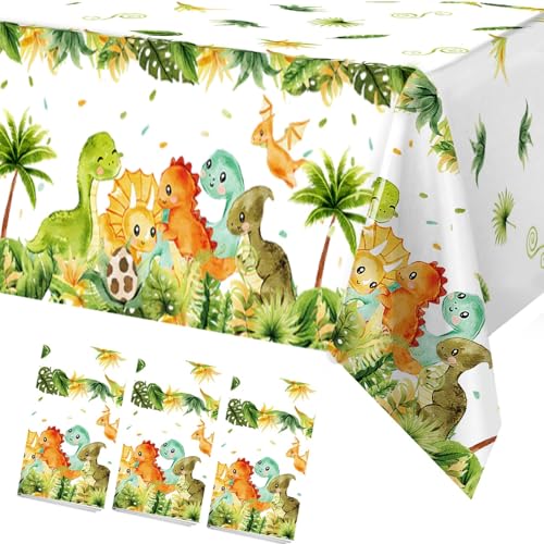 Frigg Nappe de Table Dinosaure, 3Pcs 220 * 130cm Nappe Verte avec Dinosaure, Nappe Anniversaire, pour Les Décorations de Fête Dinosaure, Décorations...