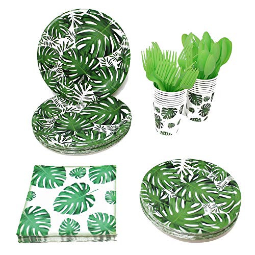Palm Leaf Party Supplies Packs (113+ Pieces for 16 Guests!), Palm Leaf Birthday, Palm Leaf Plates, Palm Leaf Cups, Palm Leaf Napkins, Luau Party, Blue Orchards