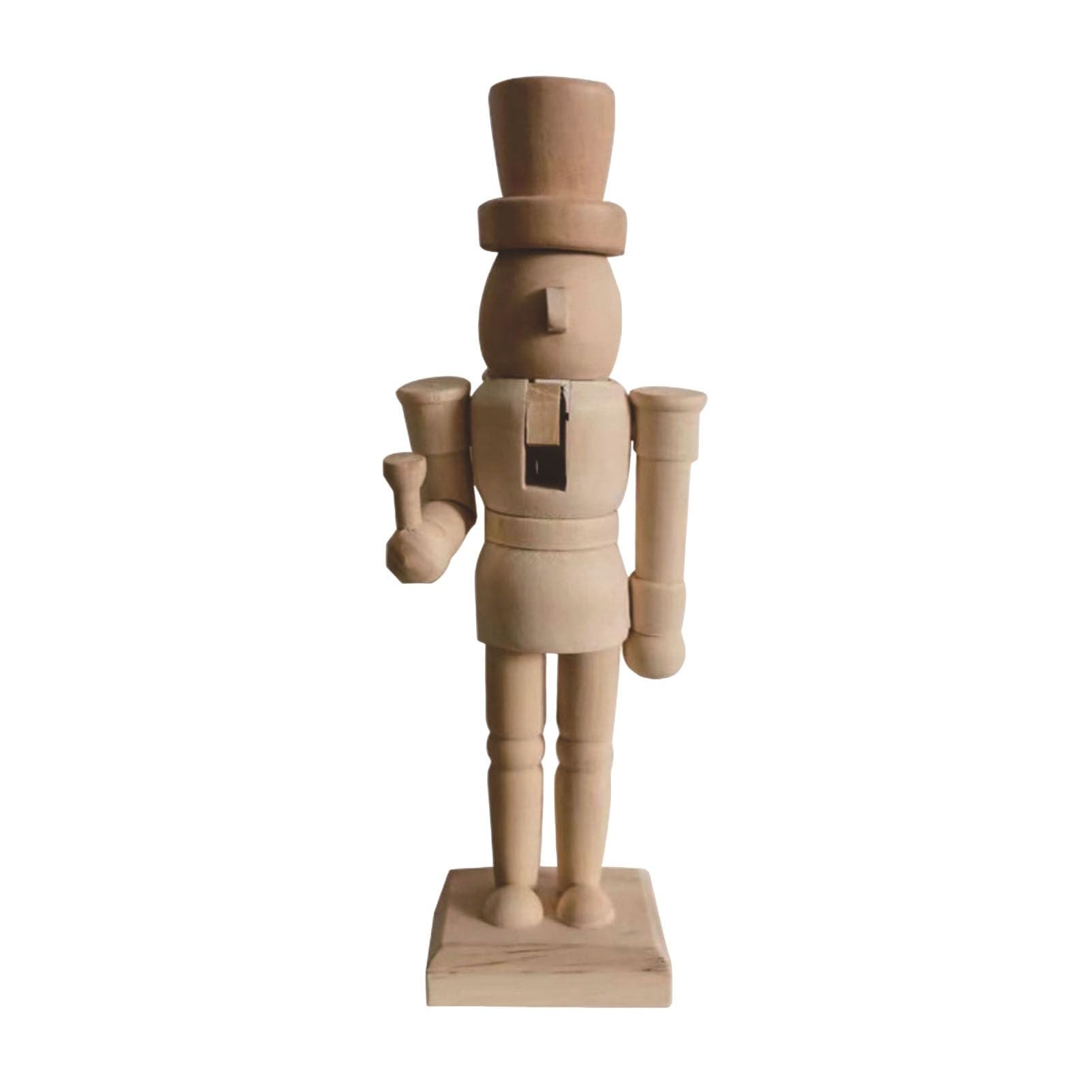 Glifora 18CM Christmas Wooden Unfinished Nutcracker Figurine - DIY Blank Unpainted Soldier Figure, Festival Holiday Party Ornament Decoration