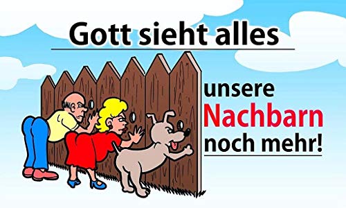 Fanshop Lünen Flagge Gott Sieht Alles - unsere NACHBARN noch mehr Fahne - 90x150 cm Hissfahne Fahnen Fanshop Lünen Flagge Gott Sieht Alles - unsere NACHBARN noch mehr Fahne - 90x150 cm Hissfahne Fahnen