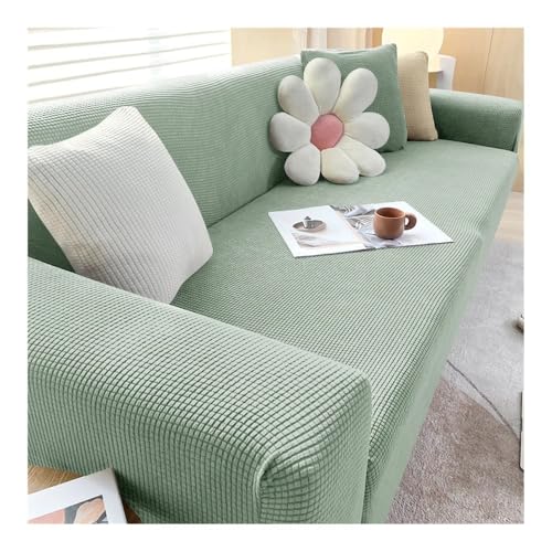 pipisweet Funda de sofá de tela jacquard elástica para sofá seccional en forma de L, funda de sofá para sala de estar de 1/2/3/4 asientos (verde matcha, tamaño L (185-230 cm)