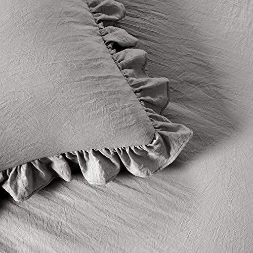 image for Lush Decor Ruffle Skirt Bedspread 3 Piece Set, King, Dark Gray - Gray 