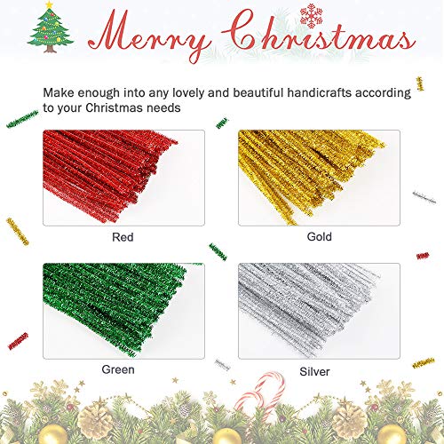 Image of Caydo 300 Pieces Christmas Pipe Cleaners Glitter Chenille Stems Bulk