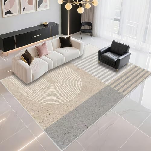 DJHWWD Alfombra Juvenil Habitacion A Prueba De Polvo 120x160cm, Gris Rayas Modernas para pasillos de Salones