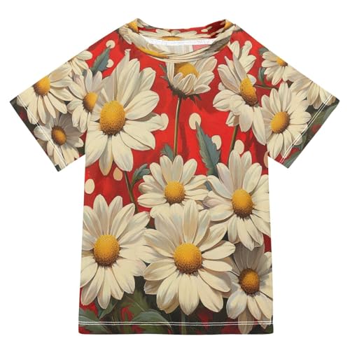 Swing Shirts Daisy Red Dot Flower Rashguard Short Sleeve Boy Swimsuit Sunscreen T-Shirts Sun Swimwear Sets UPF 50+