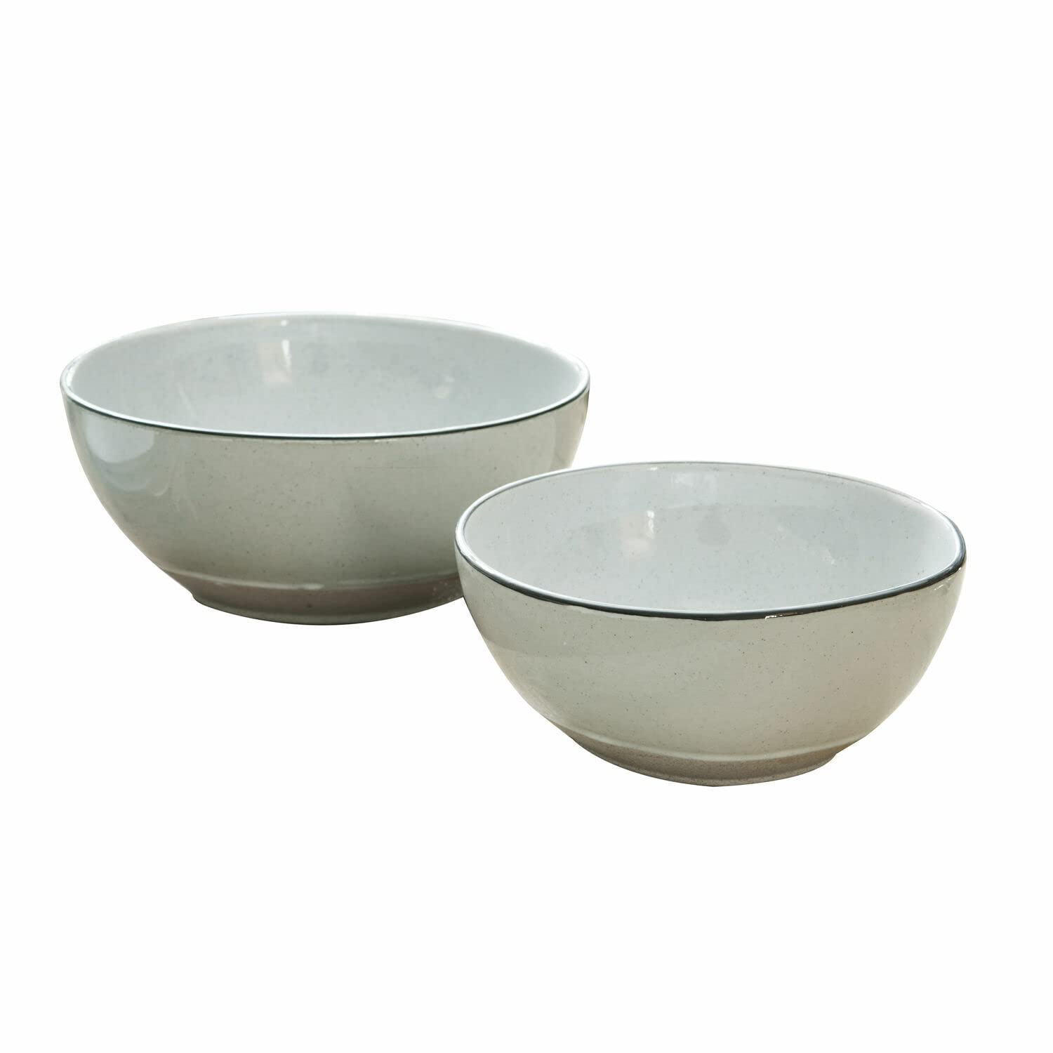 LOBERON Schüssel 2er Set Biarré, zwei Größen, stapelbar, mediterraner Charakter, schlichtes Design, Geschirr, Tischaccessoires, Küchenzubehör, Steinzeug, grau