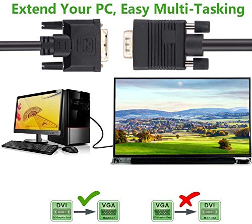 A-Technology Dvi To Vga Cable 5Ft(1.5M) Dvi 24+1 Dvi-D M To Vga Male Gold Plated 1080P With Chip Active Adapter Converter Cable For Pc-Dvd-Monitor-Hdtv-Laptop- Projector (5Ft) #TOP4