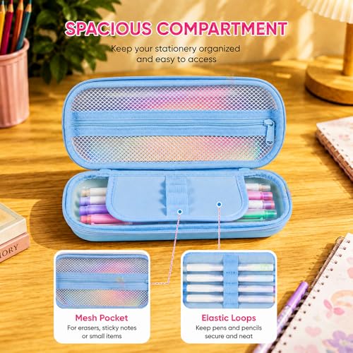 Image of WISHKEY Pencil Box for Kids Cute Cartoon Hardtop Pencil Case with Zipper Large Capacity Stationery Organizer Box for School Boys & Girls Durable Waterproof Pencil Pouch Random Design /Color