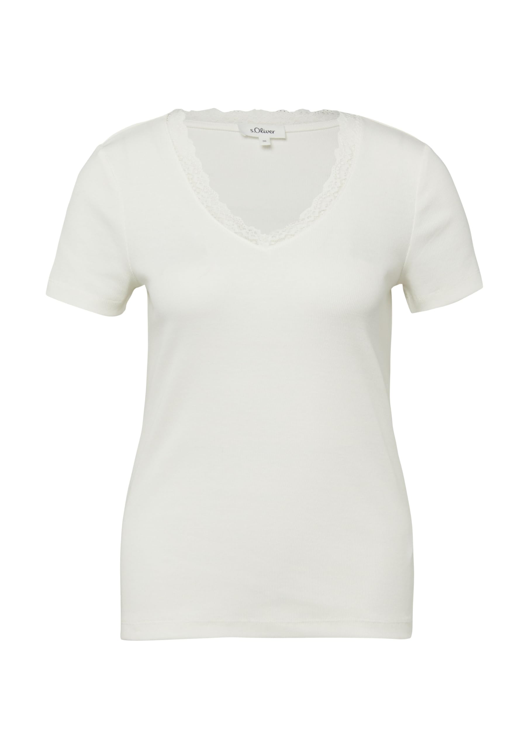 s.Oliver RIPP-T-Shirt mit Spitze am Ausschnitt