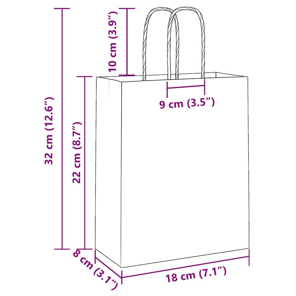 vidaXL Bolsas de Papel con Asas 250 uds Negra 18x8x22 cm, Bolsa de Papel, Bolsa de Papel para Regalo, Bolsa de Regalo de Papel
