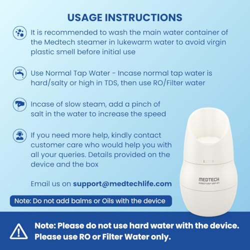 Image of MEDTECH Steam Inhaler, Steam Vaporizer Machine, Facial Steamer, for Cold, Cough & Sinus, for Men, Women & Kids, White