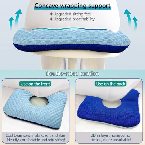 Image of Anti-Bedsore Cushion, Donut Pillows, Pressure Ulcer Cushions, Pillow Tailbone Pain Relief Mat, Soft Pad of Bed Sores for Seniors,Post-Surgery,Pregnant,Hemorrhoids(Blue Pack of 1)
