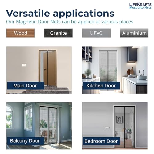 Lifekrafts Polyester Mosquito Screen Curtain for Main Doors, Balcony Mesh with Magnets (Brown, 210 x 90 CMs) (Image - 4)