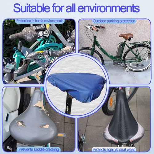 Image of Waterproof Bicycle Seat Covers Dustproof Rainproof UV-Resistant and Windproof Easy to Install and Clean Reusable Suitable for Men's and Women's Mountain Bike and Narrow Seats(2pcs Blue)