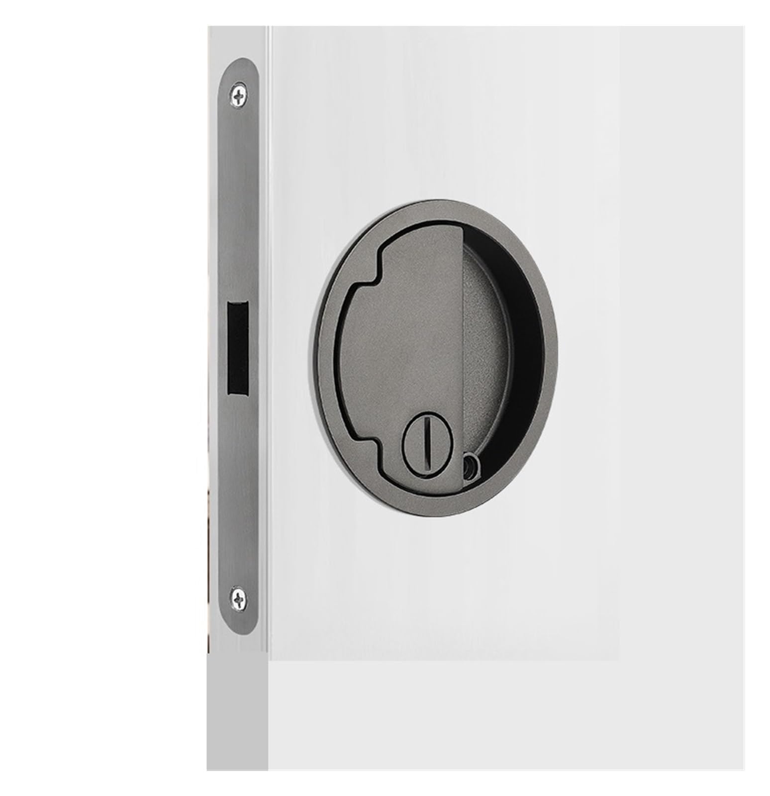 Cerradura de Puerta Interior Redonda Minimalista empotrada con manija for Puerta de Dormitorio, Cerradura de Puerta de Madera, Cerradura magnética silenciosa for Puerta(Black Nickel)