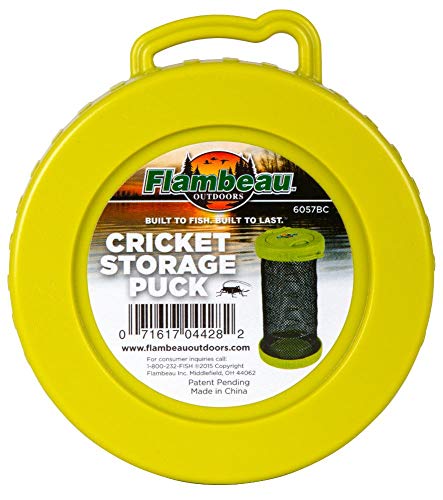 Flambeau Outdoors 6057BC Cricket Storage Puck, Portable Netted Cricket Fishing Bait Storage, Lime Green/Black Net