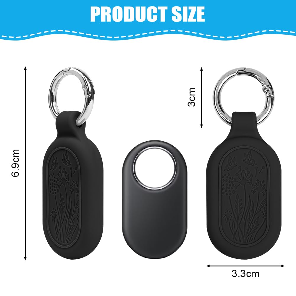 Ainiv 1PCS Negro Funda Protectora para Samsung Galaxy Smarttag 2, Silicona Llavero de Funda Protectora para Smart Tag 2, Accesorios Anticaídas y Antiarañazos para Smarttag2 para Llaves Collar Mascotas — view 2