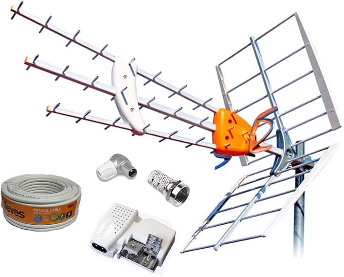 Kit Antena TELEVES HD 149902 +20MT Cable+Fuente TELEVES 5795 +Conectores DE Antena Tipo F Y CEI