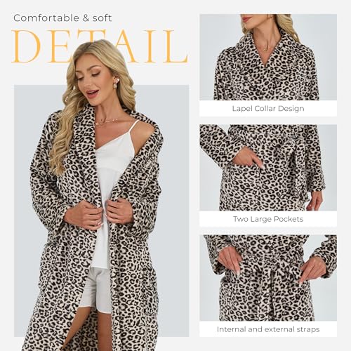 Image of HEARTNICE Womens Fleece Robes, Soft Plush Long Bathrobe, Thick Kimono Robes for Womens, Warm House Coat