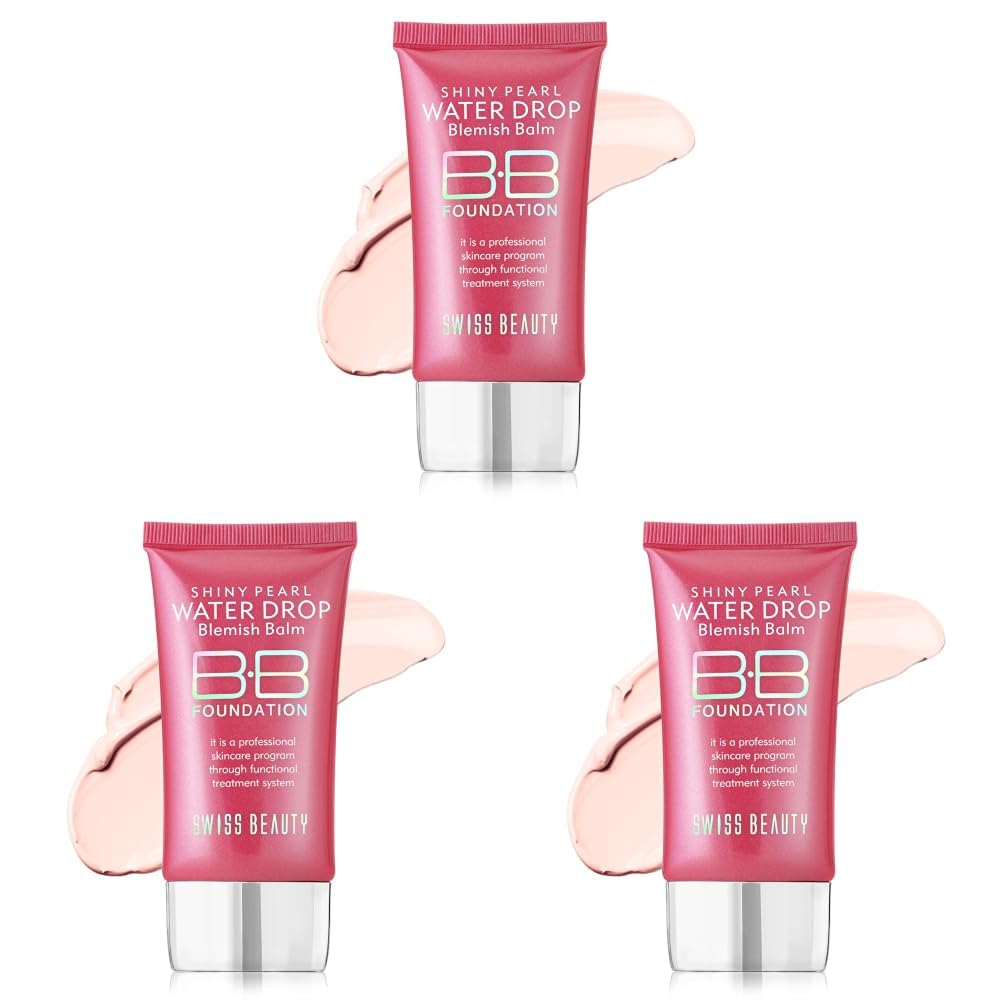 Swiss Beauty Matte Shiny Pearl Water Drop Blemish Long Lasting Balm BB Lightweight, Liquid Foundation, Face Makeup, Shade-02, 40ml (Pack of 3)-image-41