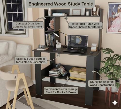 Image of Spyder Craft Portable Work from Home Study Desk Engineered Wood Office Table Engineered Wood Multipurpose Table (Free Standing, Finish Color - Black, DIY(Do-It-Yourself))