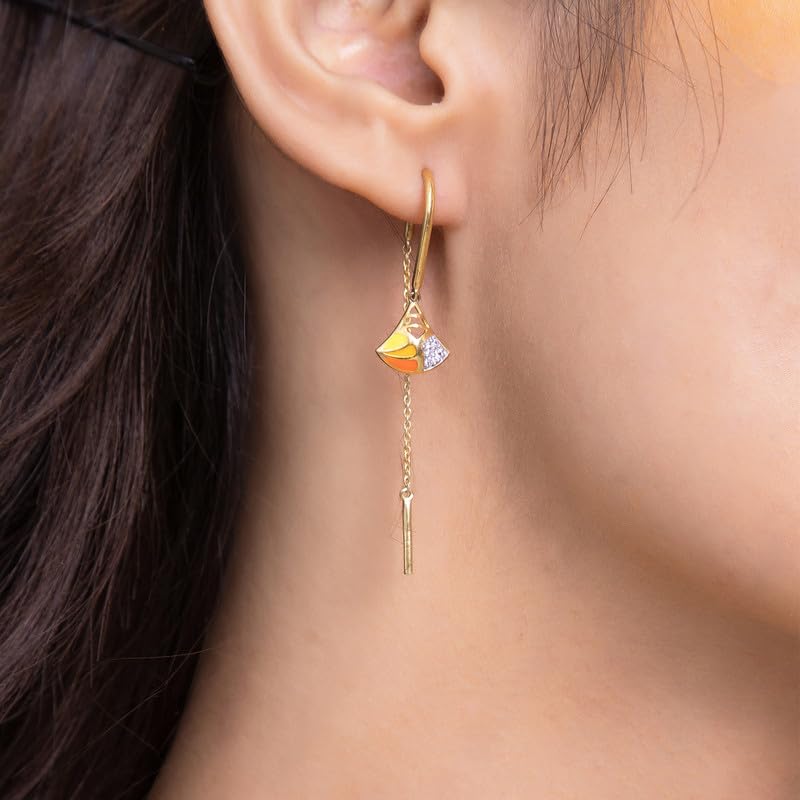 Image of Kisna 18 KT Freesia Yellow Gold Natural Diamond Earrings For Women