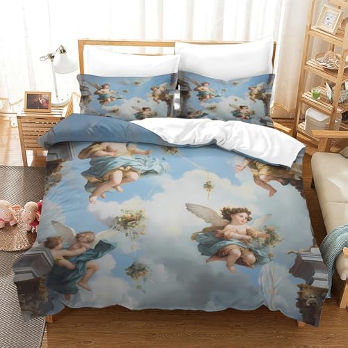 Housse de couette effet 3D martin-pêcheur parure de lit super king résistante - 3