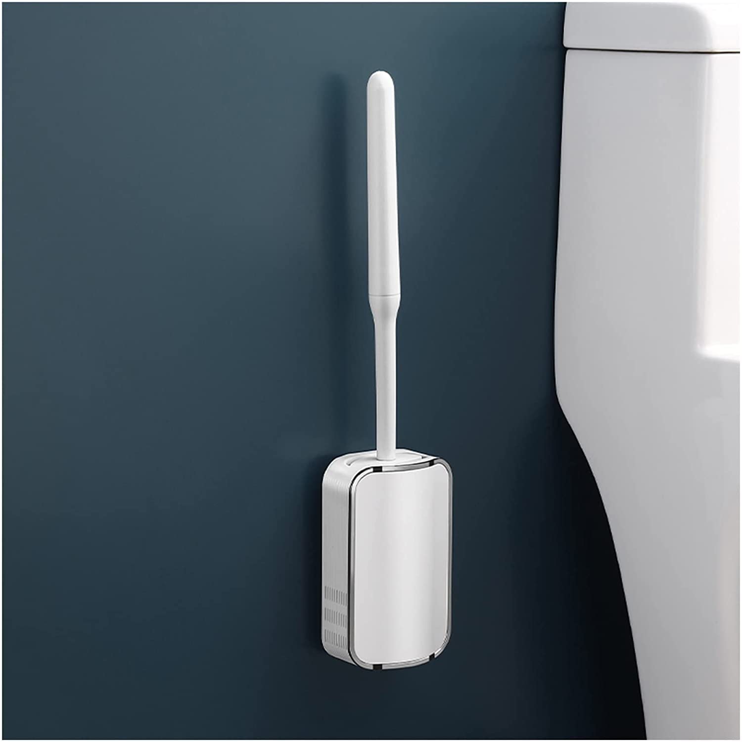 Brosse de toilette de luxe argentée murale pour salle de bain chic