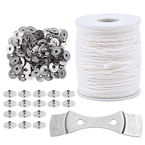 Mèche de bougie,Noyau en coton naturel Bougie,Piliers de mèche de bougie,Accessoires de fabrication de bougies,pour la Fabrication de Bougie,Mèche en coton tressée (blanc) Cover