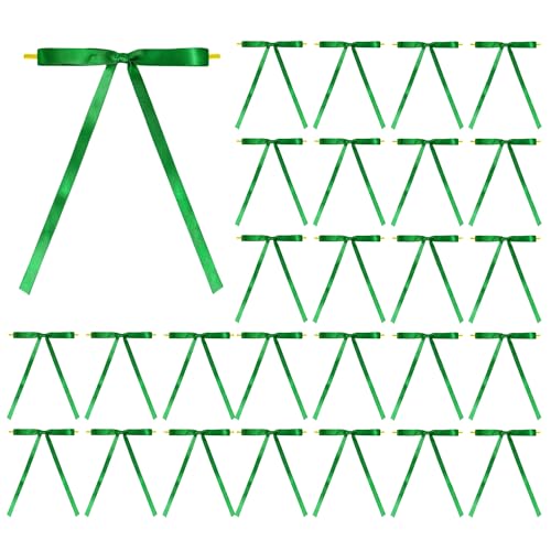 Meseey 30 nœuds satin avec attache 5 x 7 po décoration sapin guirlande (vert classique)
