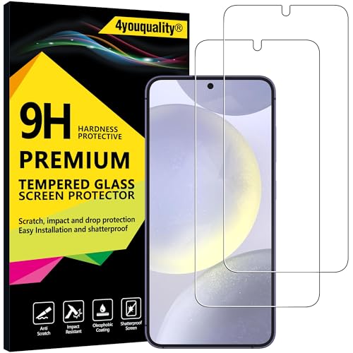 4youquality Screen Protector for Samsung Galaxy S25 /S24 5G (6.2-Inch) Tempered Glass Film 2-Pack [LifetimeSupport][Impact-Resistant][Anti-Scratch]