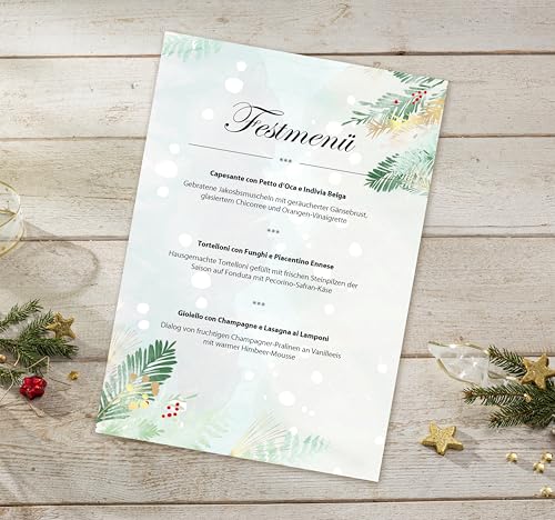SIGEL DP481 Christmas Motif Papers "Christmas Forest Watercolor" - Blue, Green, Gold - 90 GSM - A4-100 Sheets - Image 2