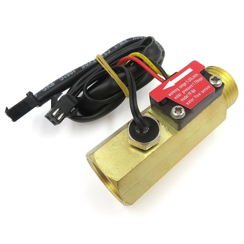Sensor de flujo de agua DN15, latón, 1.75MPa, Sensor Hall, pulso, 1/2 ", caudalímetro de turbina DC5~18V con detección de temperatura