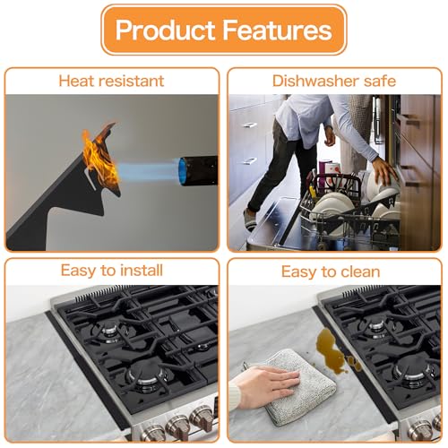 Stainless Steel Stove Gap Covers (2PCS) Adjustable Stove Gap Filler 13.8" to 27.5",Range Trim Kit,Between Stove and Counter,Easy to Clean and Heat Resistant,Perfect for Kitchen Counter Gap