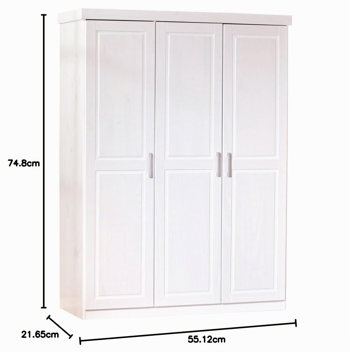 Inter Link Wardrobe floorboard More Sustainable Solid Wood White Lacquered 140 x 190 x 55 cm, 3 puertas, Blanco
