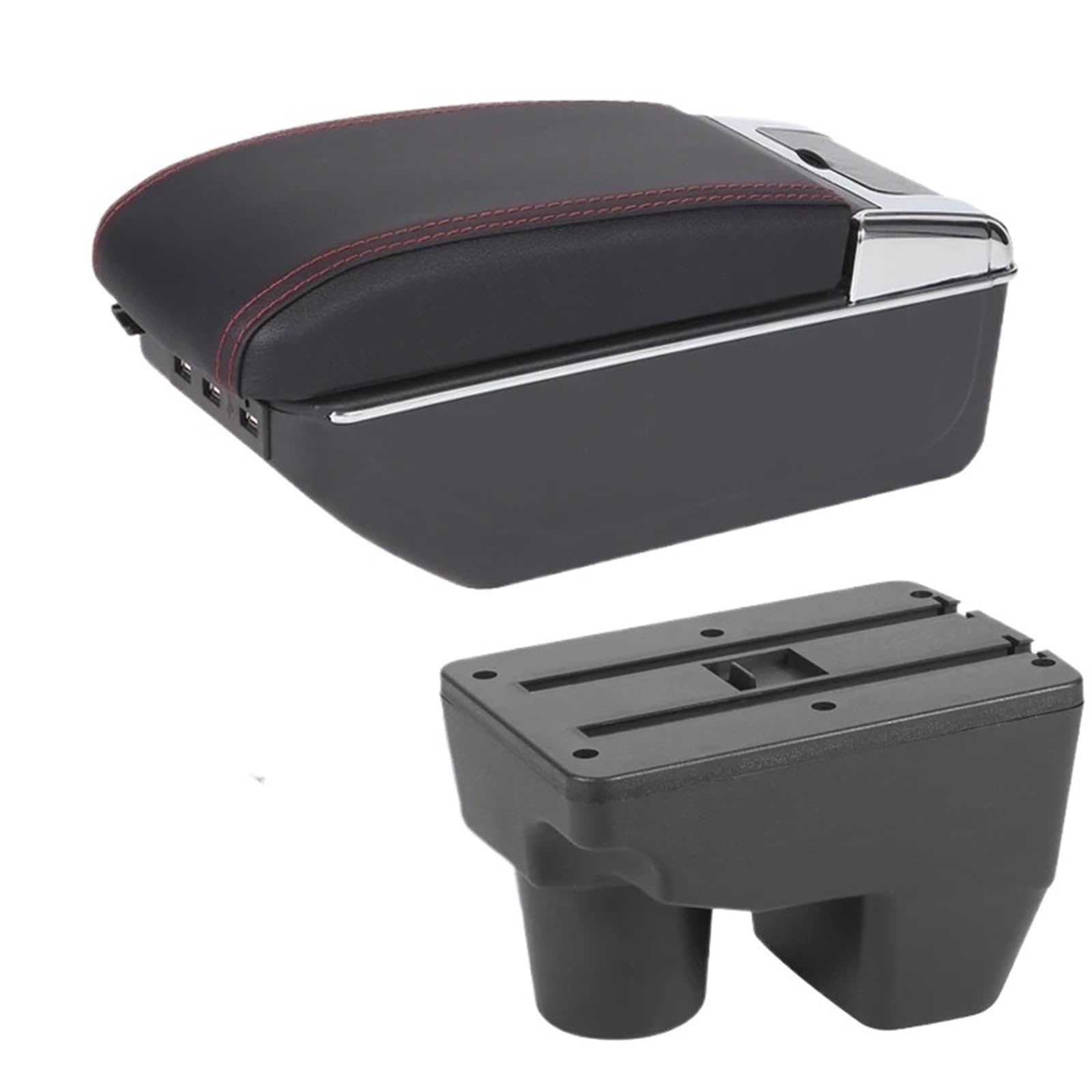 NOKRGQW Car Armrest Box For Toyota For Yaris Elegant GR 2021-2025 Car Armrest Auto Storage Box Retrofit Parts Car Accessories(B1 Black red 7USB)