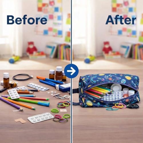 Image of Travel Organizer | Multipurpose All-in-One Compact Durable, Lightweight, Waterproof, Bag | Travel Friendly Pouch | Ideal for Stationary, Medicines, Accessory (Outerspace Print)