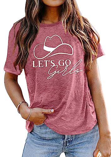 Let's Go Girls T Shirt Women Nashville Bachelorette Party Shirts Bride Gifts Wedding Vacation Tops, Pink2, S