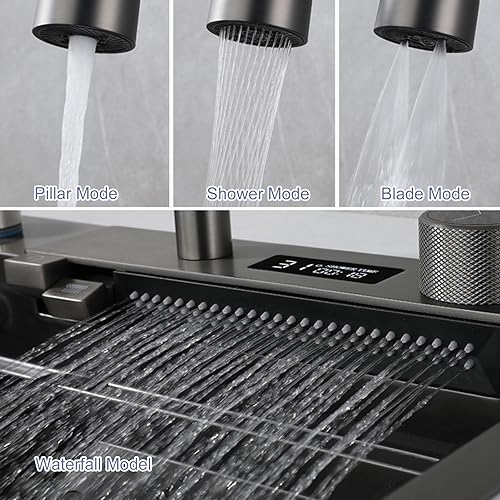 Robinet d'évier de cuisine douchette extractible mitigeur cascade température