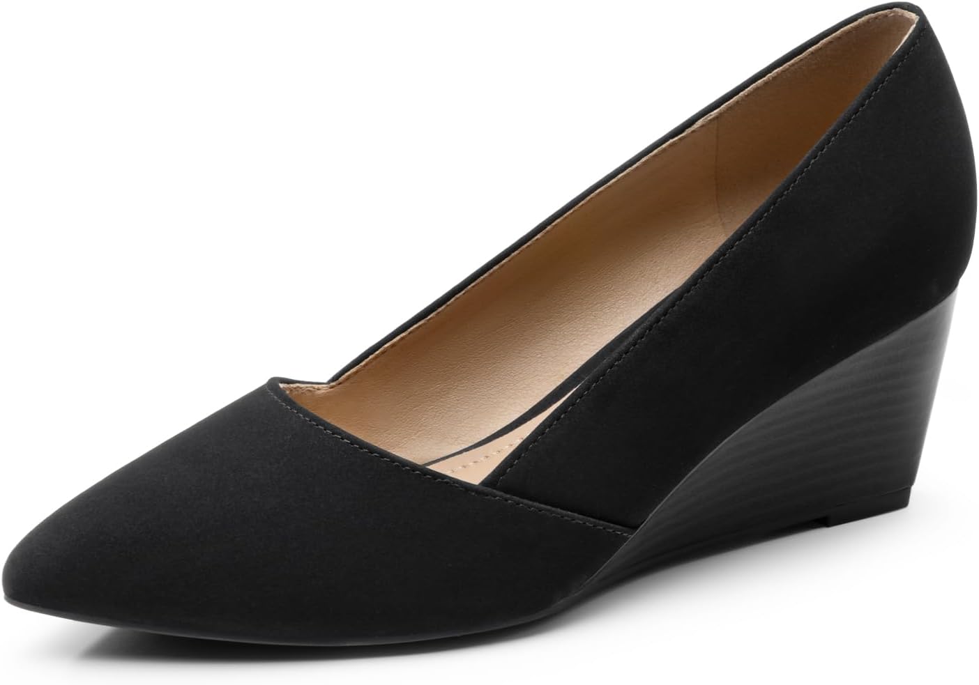 Athlefit Women's Low Wedge Heels Closed Toe Pumps Shoes