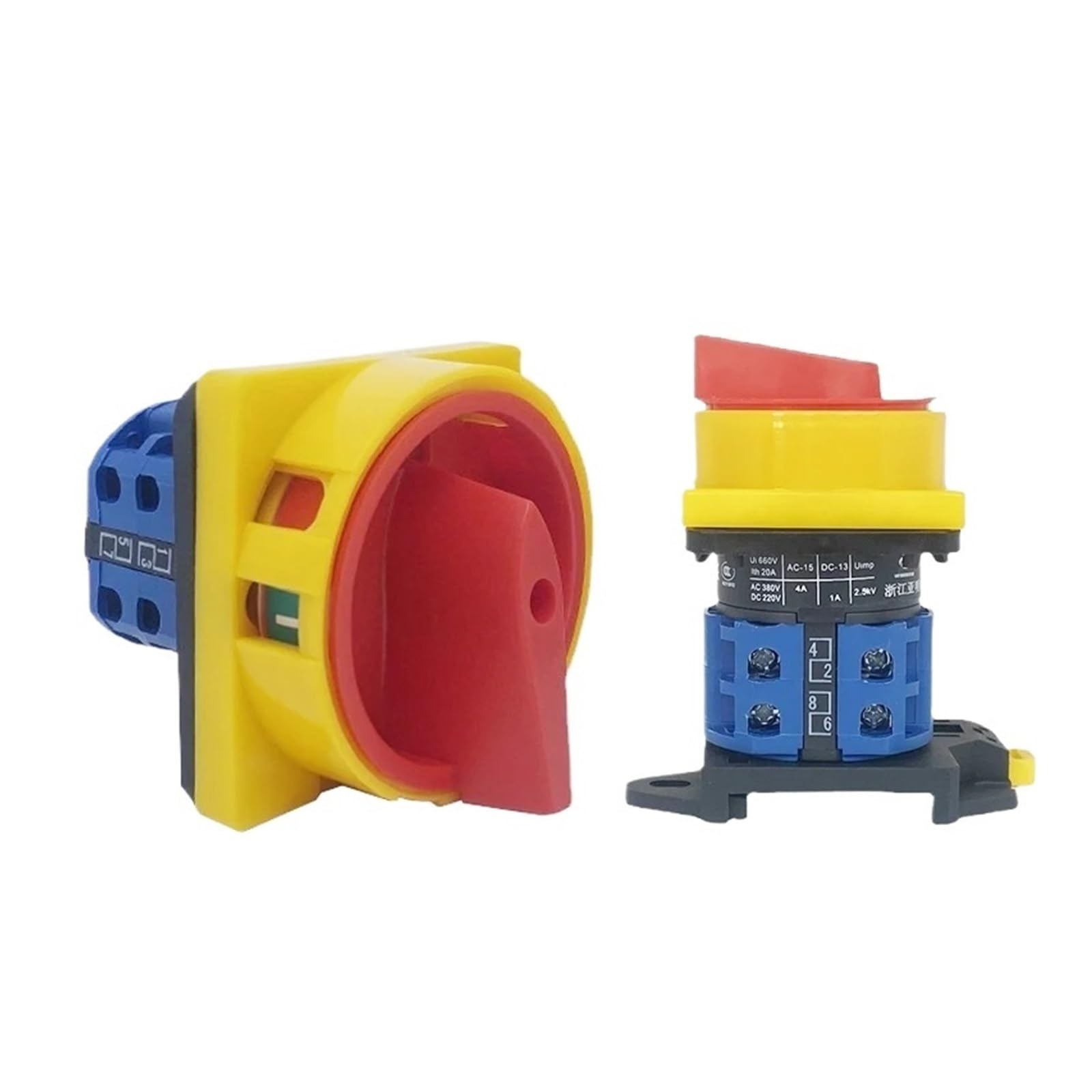LW26GS-20A 25A Rail Mounted Off-ON Two Levels CA10 48x48mm 64x64mm Disconnect Isolator Padlock Rotary Cam Switch(20a 48x48mmon-off-on)