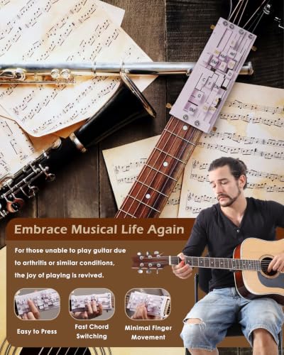 Image of Portable Guitar Chord Presser, Guitar Chord Helper And Trainer for Acoustic Guitar, Guitar Learning Tools for Beginners and Arthritis Player, Develop Confidence Quickly,wihte no clip